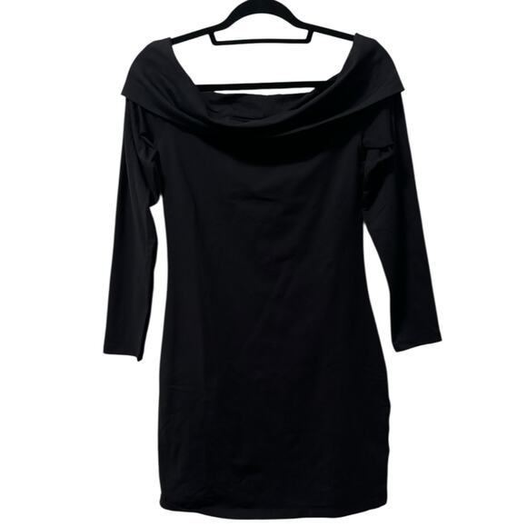 Aritzia Contour Castoro Off-Shoulder Bodycon Mini Dress Women’s L Black NWT $98 - Picture 2 of 8